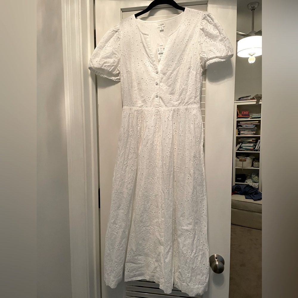 BNWT J. Crew White Eyelet Dress - Size 6